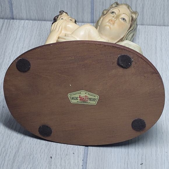 Vintage Italian A Santini Virgin Mary Baby Jesus Sculpture Bust Religious Statue - Picture 6 of 9